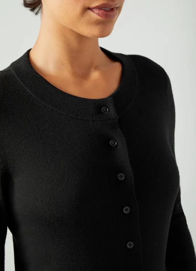 LKBennett Knitwear Women Connie Black Sustainably Sourced Merino Wool Cardigan LKBennett Knitwear Women Connie Black Sustainably Sourced Merino Wool Cardigan