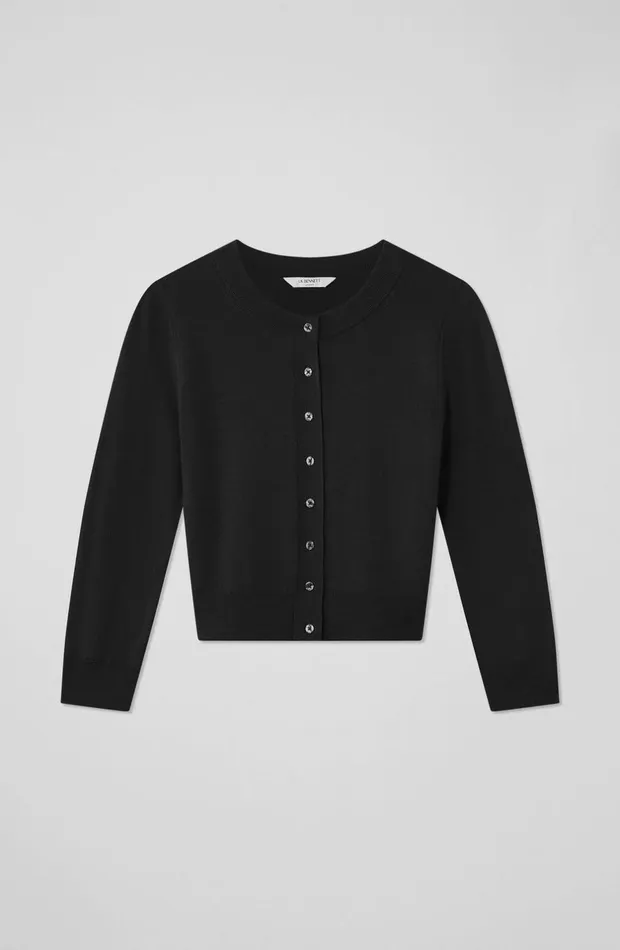 LKBennett Knitwear Women Connie Black Sustainably Sourced Merino Wool Cardigan LKBennett Knitwear Women Connie Black Sustainably Sourced Merino Wool Cardigan