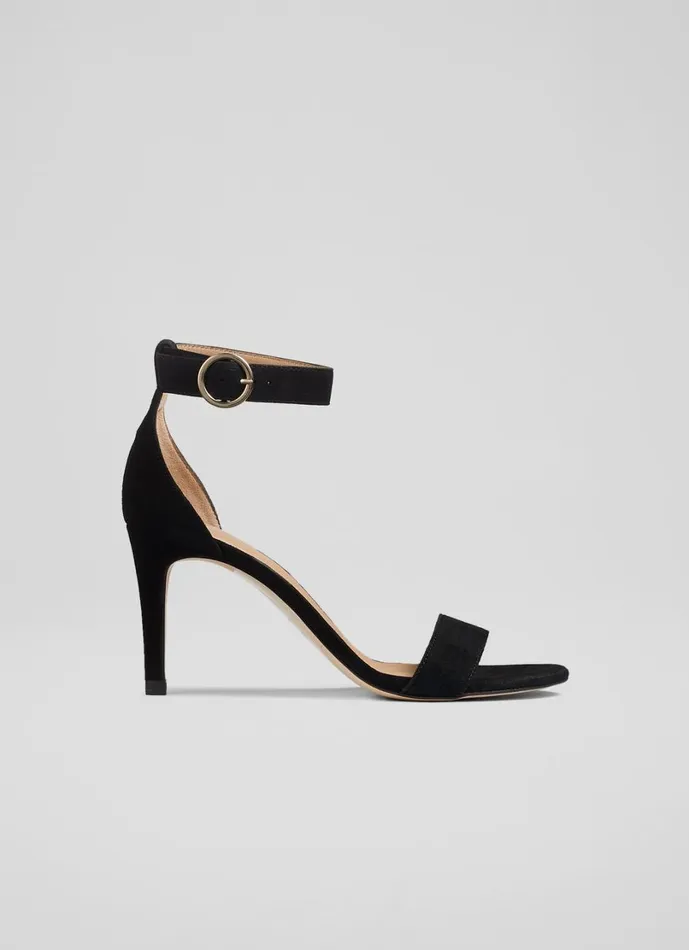 LKBennett Sandals Women Ivy Black Suede Single Strap Sandals
