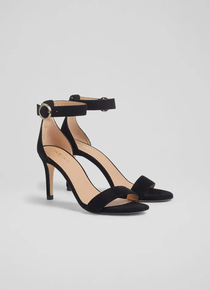 LKBennett Sandals Women Ivy Black Suede Single Strap Sandals LKBennett Sandals Women Ivy Black Suede Single Strap Sandals
