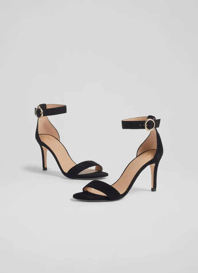 LKBennett Sandals Women Ivy Black Suede Single Strap Sandals LKBennett Sandals Women Ivy Black Suede Single Strap Sandals