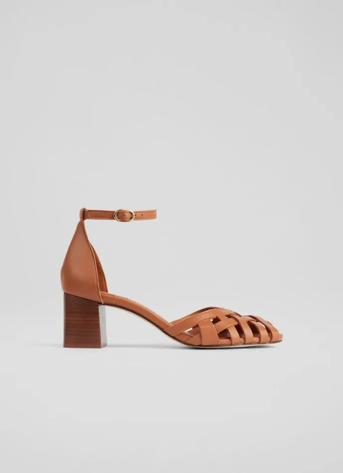 LKBennett Sandals Women Noemia Tan Leather CrissCross Sandals