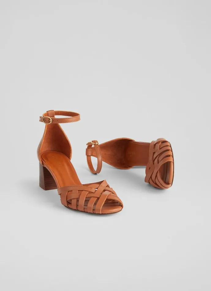 LKBennett Sandals Women Noemia Tan Leather CrissCross Sandals LKBennett Sandals Women Noemia Tan Leather CrissCross Sandals