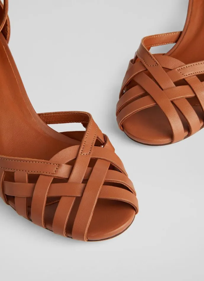 LKBennett Sandals Women Noemia Tan Leather CrissCross Sandals LKBennett Sandals Women Noemia Tan Leather CrissCross Sandals