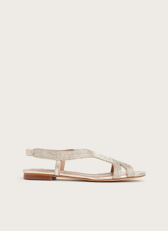 LKBennett Sandals Women Renee Gold Rope Flat Sandals