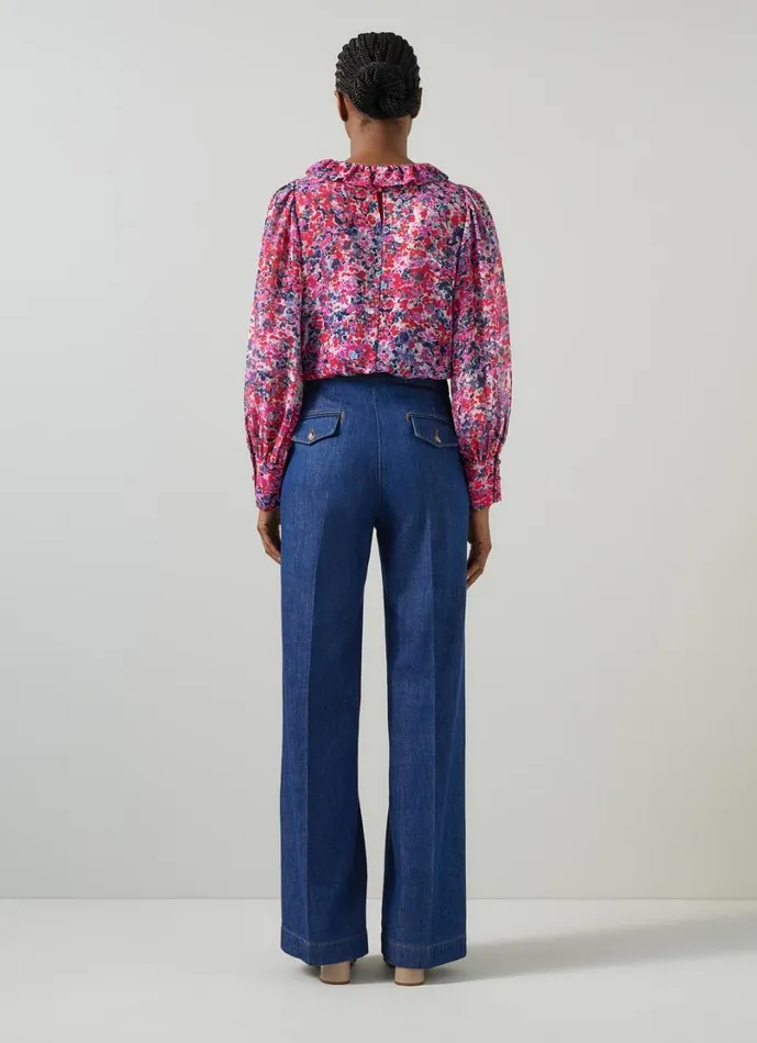 LKBennett Shirts And Blouses Women Erin Pink Multi Watercolor Floral Blouse LKBennett Shirts And Blouses Women Erin Pink Multi Watercolor Floral Blouse