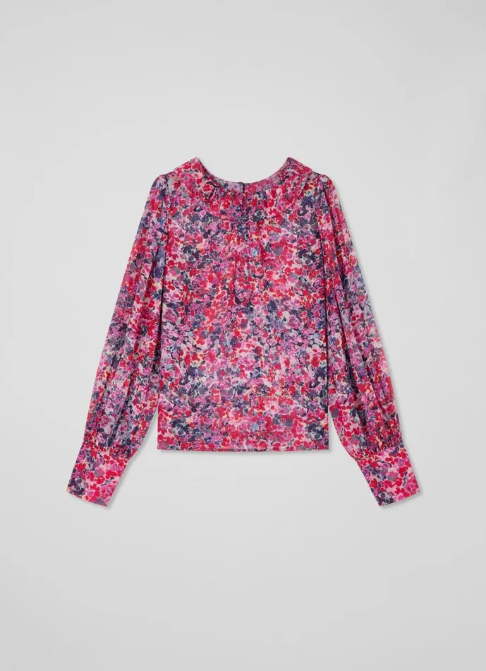 LKBennett Shirts And Blouses Women Erin Pink Multi Watercolor Floral Blouse LKBennett Shirts And Blouses Women Erin Pink Multi Watercolor Floral Blouse