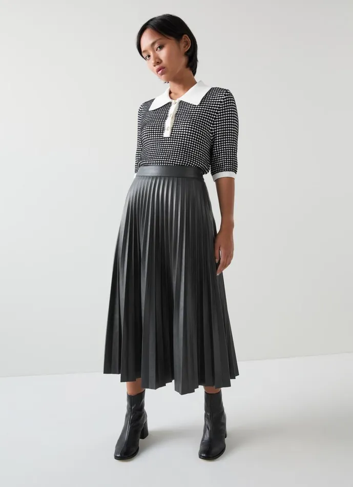 LKBennett Skirts Women Laurie Petite Black Pleated Skirt
