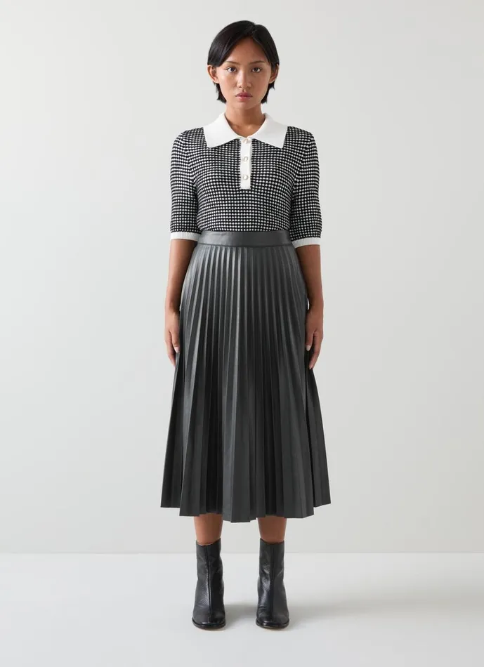 LKBennett Skirts Women Laurie Petite Black Pleated Skirt LKBennett Skirts Women Laurie Petite Black Pleated Skirt