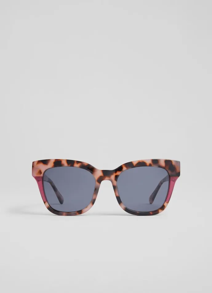 LKBennett Sunglasses Women Sabella Pink TortoiseEffect Acetate Sunglasses