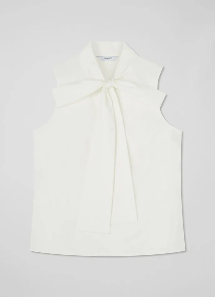 LKBennett Tops Women Florian White Organic Cotton Blouse LKBennett Tops Women Florian White Organic Cotton Blouse