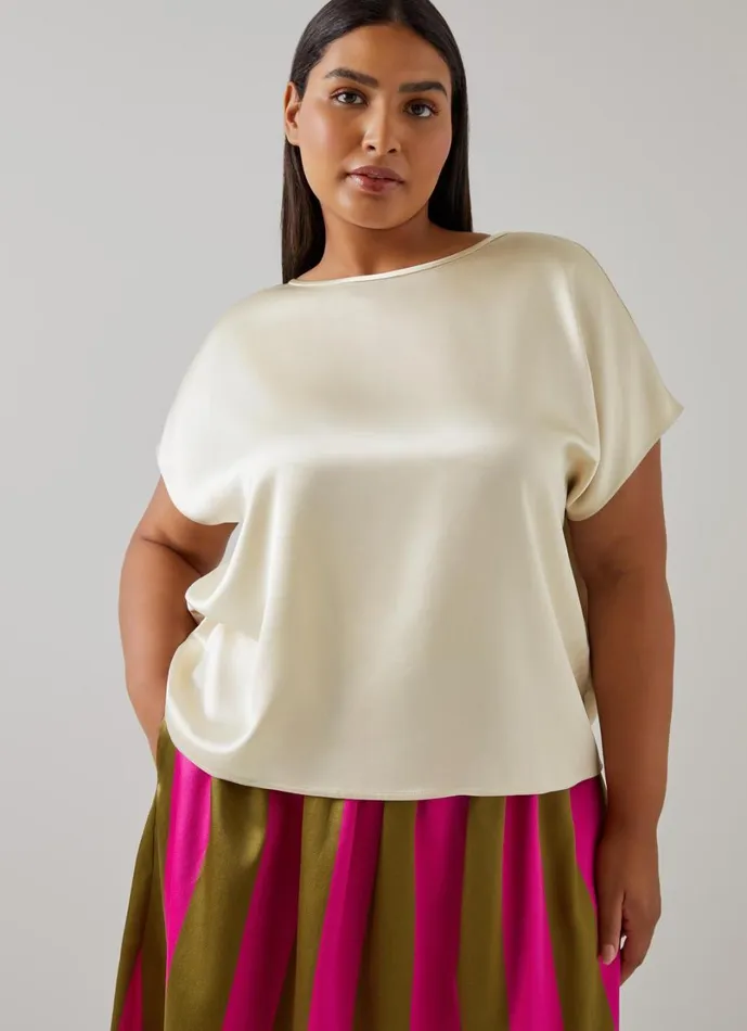 LKBennett Tops Women Lena Ecru Satin Relaxed Top