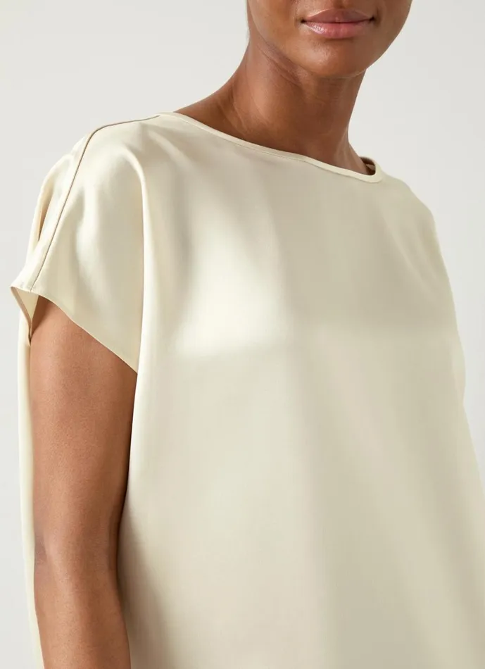 LKBennett Tops Women Lena Ecru Satin Relaxed Top LKBennett Tops Women Lena Ecru Satin Relaxed Top