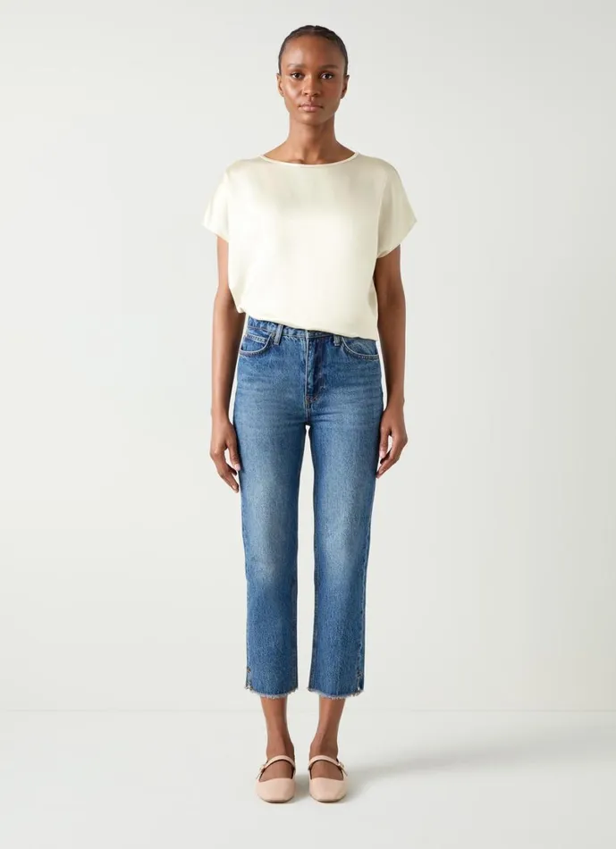 LKBennett Tops Women Lena Ecru Satin Relaxed Top LKBennett Tops Women Lena Ecru Satin Relaxed Top