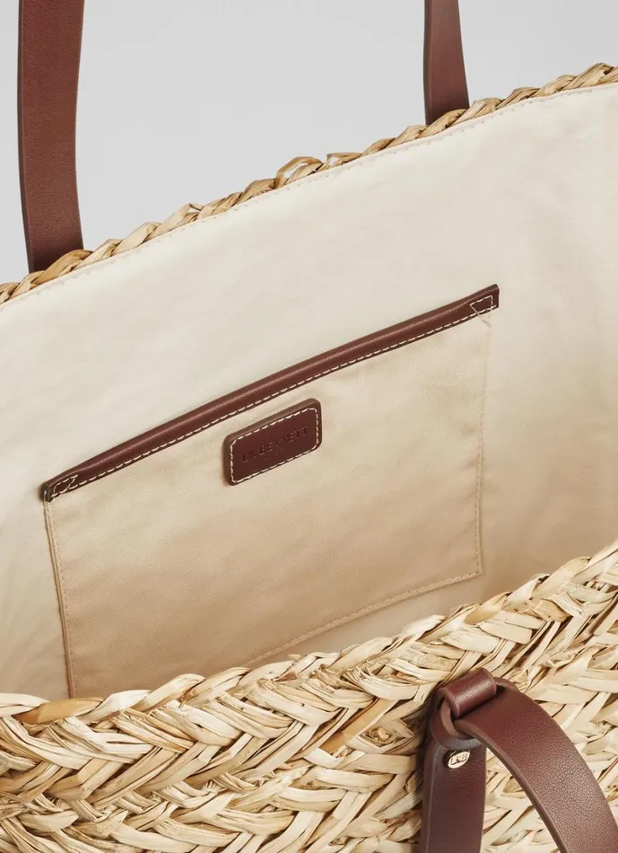 LKBennett Tote Bags Women Viola Natural Straw Brown Handles Basket Bag LKBennett Tote Bags Women Viola Natural Straw Brown Handles Basket Bag
