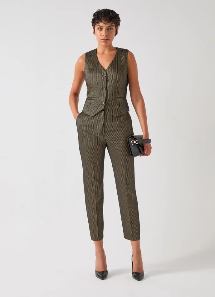 LKBennett Trousers Women Bella Black and Gold Stripe Gold Trouser