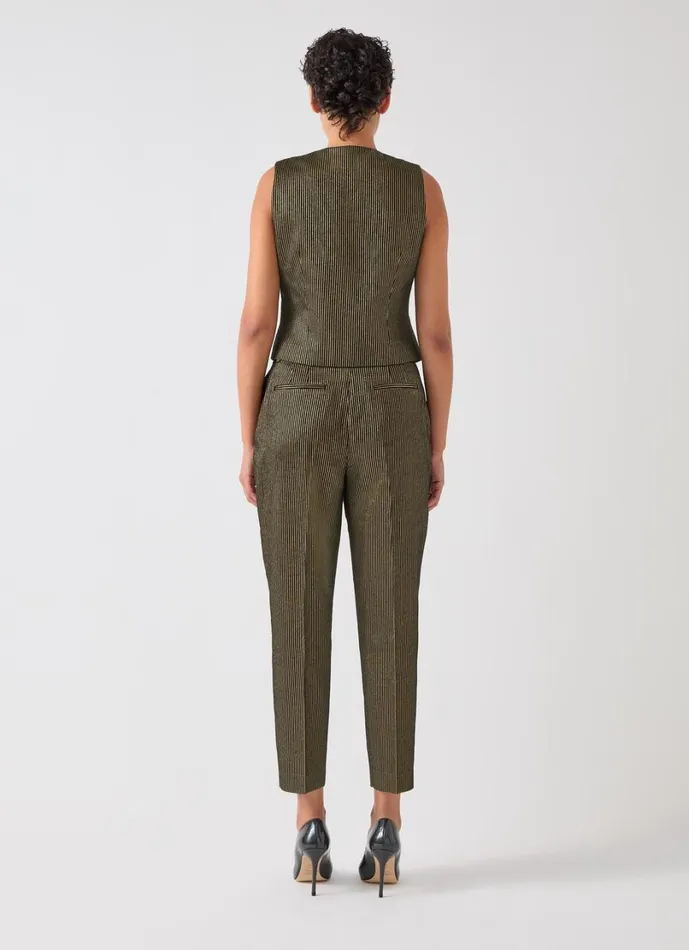 LKBennett Trousers Women Bella Black and Gold Stripe Gold Trouser