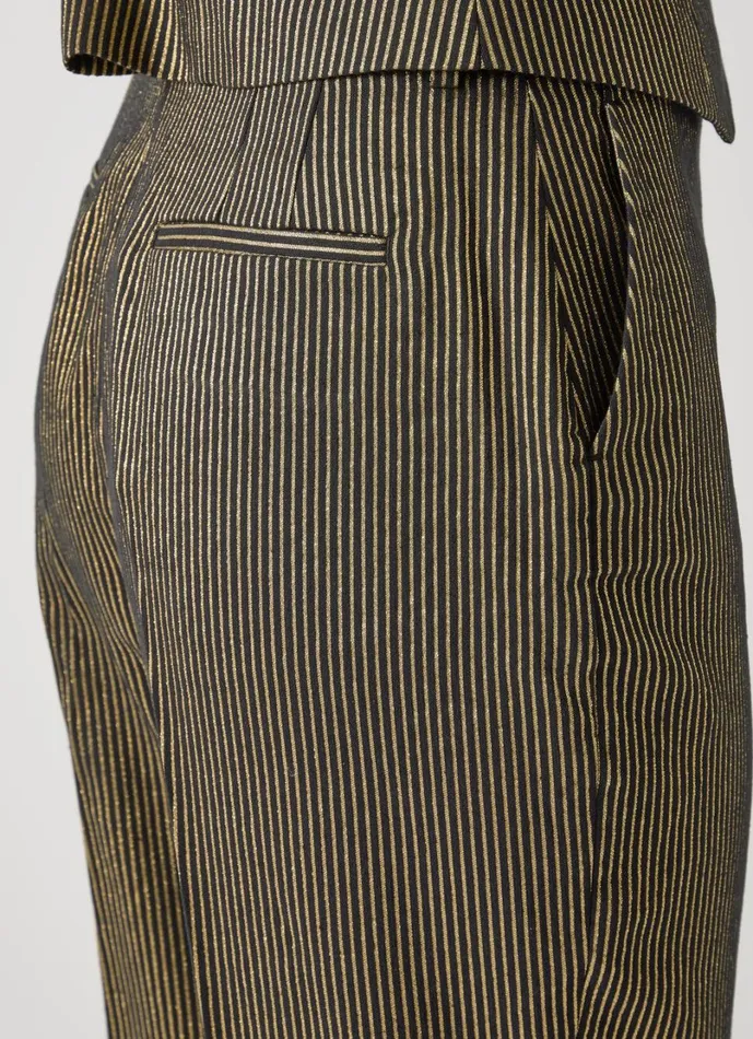 LKBennett Trousers Women Bella Black and Gold Stripe Gold Trouser