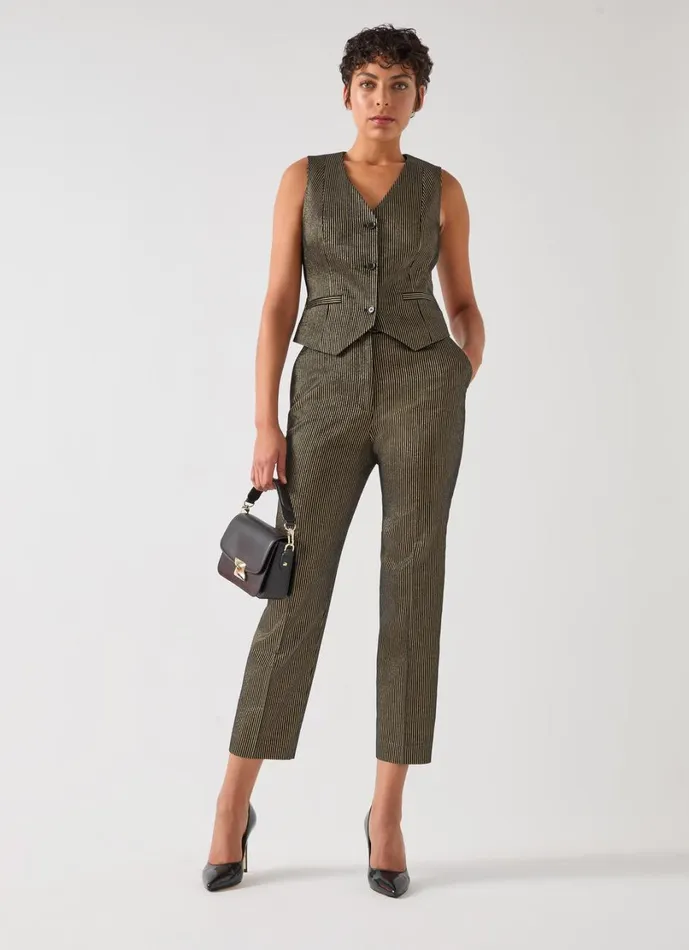 LKBennett Trousers Women Bella Black and Gold Stripe Gold Trouser