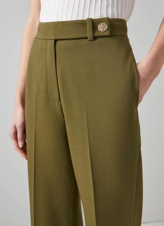 LKBennett Trousers Women Billie Olive Tailored LENZING ECOVERO Viscose Crop Wide Trouser LKBennett Trousers Women Billie Olive Tailored LENZING ECOVERO Viscose Crop Wide Trouser