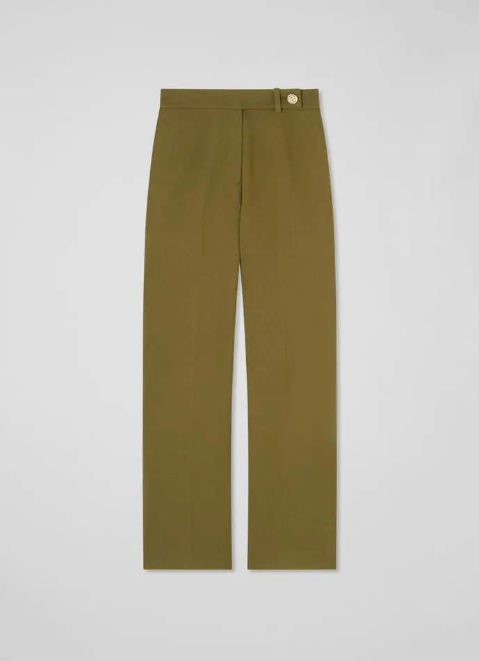 LKBennett Trousers Women Billie Olive Tailored LENZING ECOVERO Viscose Crop Wide Trouser LKBennett Trousers Women Billie Olive Tailored LENZING ECOVERO Viscose Crop Wide Trouser