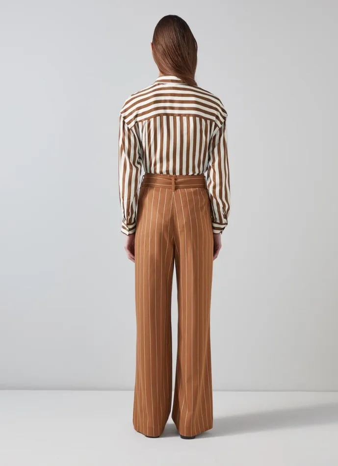 LKBennett Trousers Women Ellis Cognac Multi Stripe Fluid Trouser LKBennett Trousers Women Ellis Cognac Multi Stripe Fluid Trouser