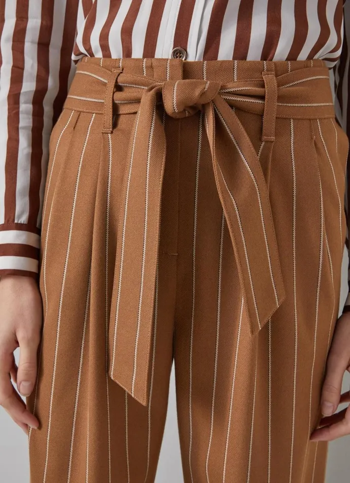 LKBennett Trousers Women Ellis Cognac Multi Stripe Fluid Trouser LKBennett Trousers Women Ellis Cognac Multi Stripe Fluid Trouser