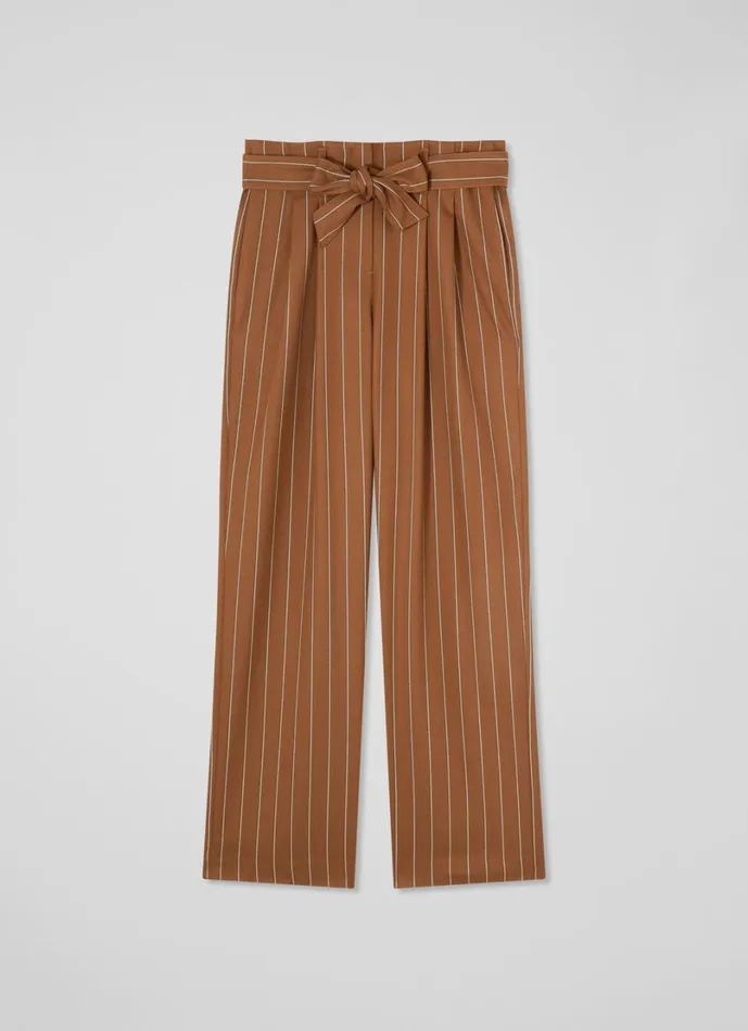 LKBennett Trousers Women Ellis Cognac Multi Stripe Fluid Trouser LKBennett Trousers Women Ellis Cognac Multi Stripe Fluid Trouser