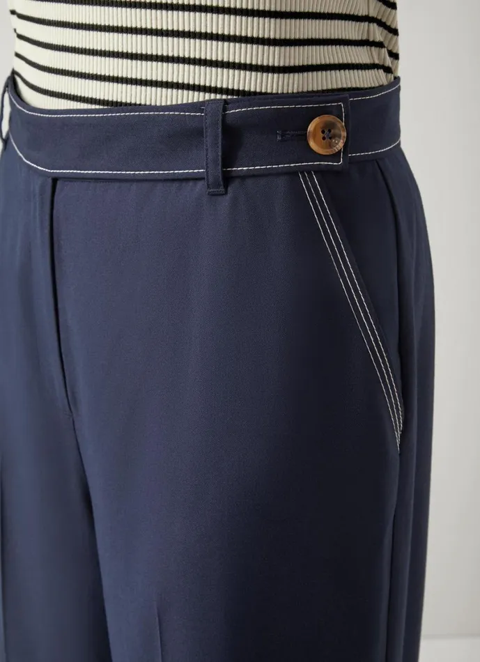 LKBennett Trousers Women Sophia Spring Navy and Cream Crop Trousers LKBennett Trousers Women Sophia Spring Navy and Cream Crop Trousers