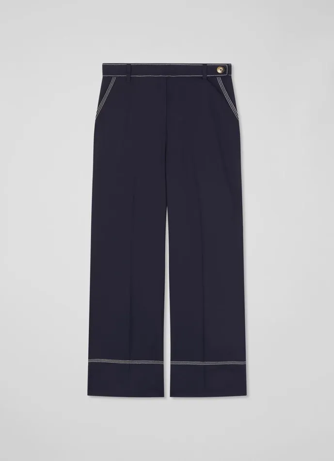 LKBennett Trousers Women Sophia Spring Navy and Cream Crop Trousers LKBennett Trousers Women Sophia Spring Navy and Cream Crop Trousers