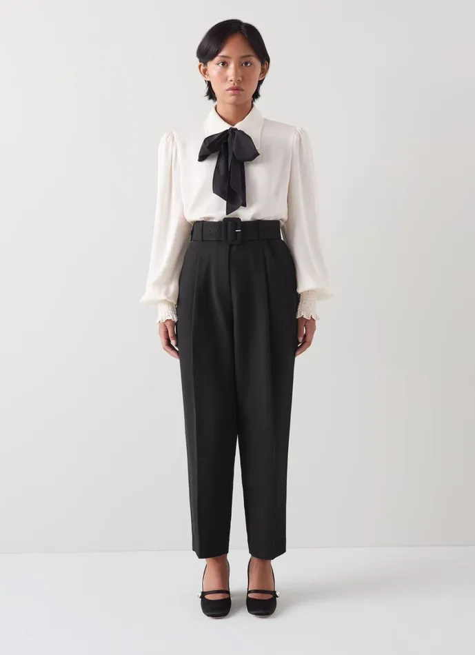 LKBennett Trousers Women Tabitha Petite Black Belted Crepe Trouser LKBennett Trousers Women Tabitha Petite Black Belted Crepe Trouser