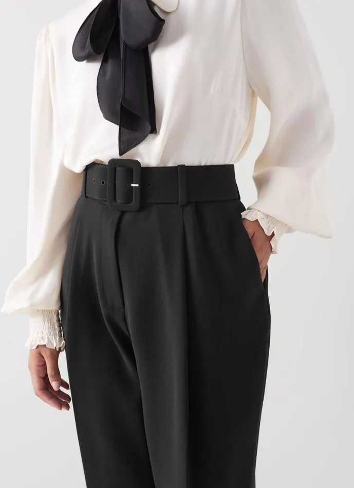 LKBennett Trousers Women Tabitha Petite Black Belted Crepe Trouser LKBennett Trousers Women Tabitha Petite Black Belted Crepe Trouser