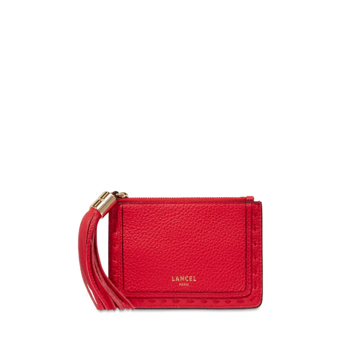 L Zip Card Holder Kiss Red Women Lancel Wallet