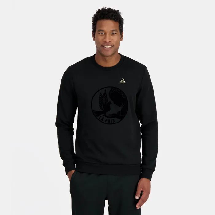 Le Coq Sportif RoundNeck Sweatshirtshirt Motif La Paix Black Men Sweatshirts