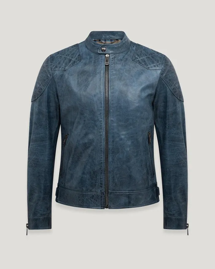 Leather Jackets Men Belstaff Outlaw Jacket Insignia Blue