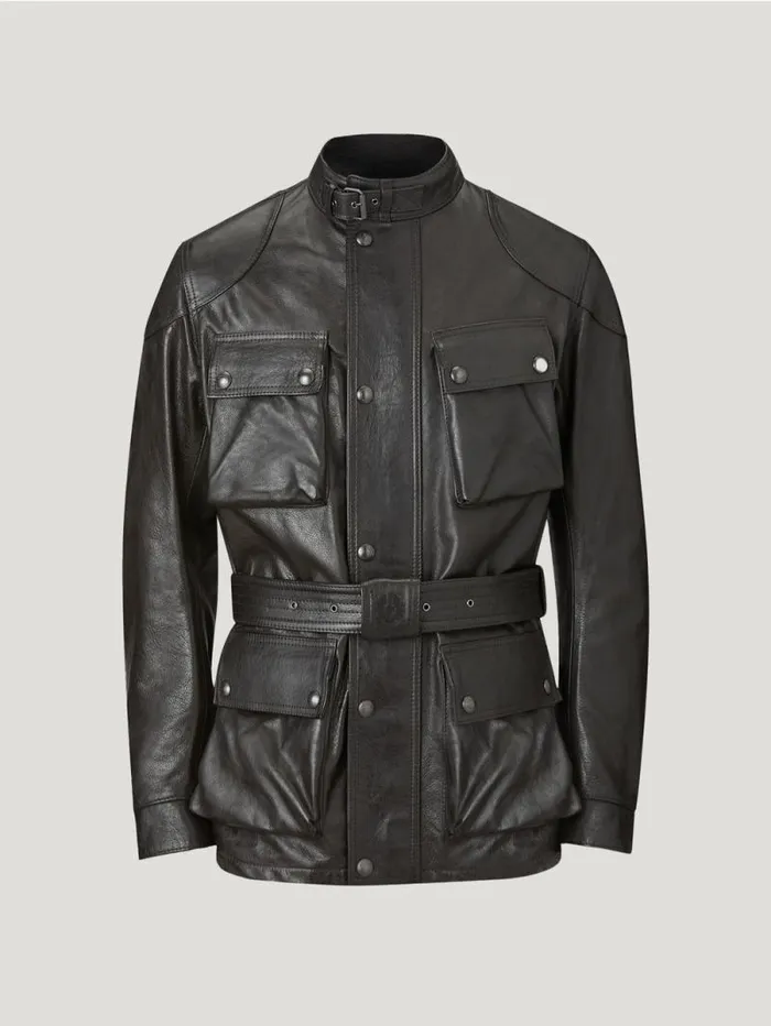 Leather Jackets Men Belstaff Trialmaster Motorcycle Jacket Antique Black