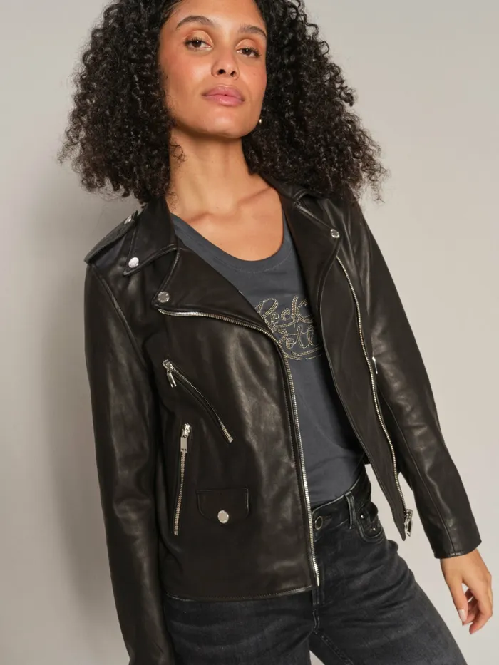 Leather MMMitchel Mol Leather Jacket Black MOS MOSH Women Leather MMMitchel Mol Leather Jacket Black MOS MOSH Women