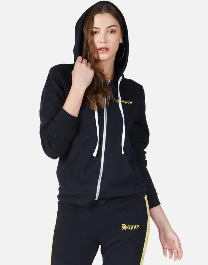 Lennox Happy Smiley Black Women039s Lauren Moshi Hoodies