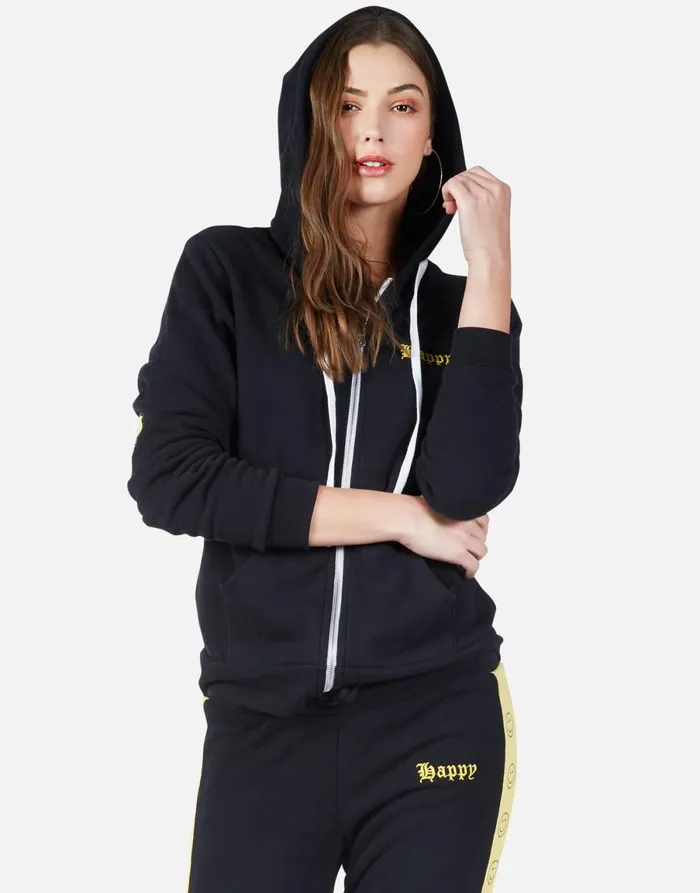 Lennox Happy Smiley Black Women039s Lauren Moshi Hoodies
