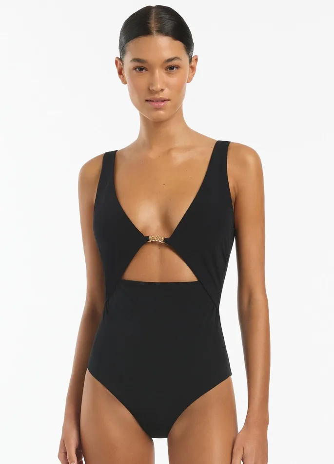 Lien Plunge One Piece Black Women JETS Australia Plunge One Piece