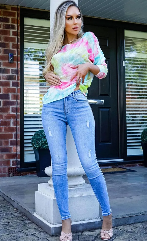 Linda Printed TieDye Batwing Top Women Missfiga Tops