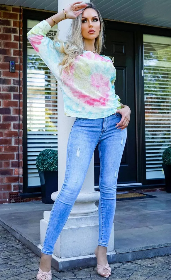 Linda Printed TieDye Batwing Top Women Missfiga Tops