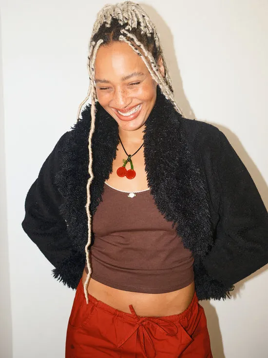 Lisa Says Gah Sherpa Jacket Black Women Jackets Outerwear