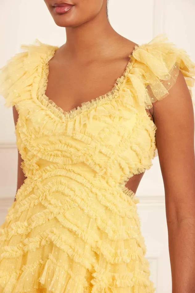Lola Backless Micro Mini Dress Yellow Women Needle and Thread Dresses