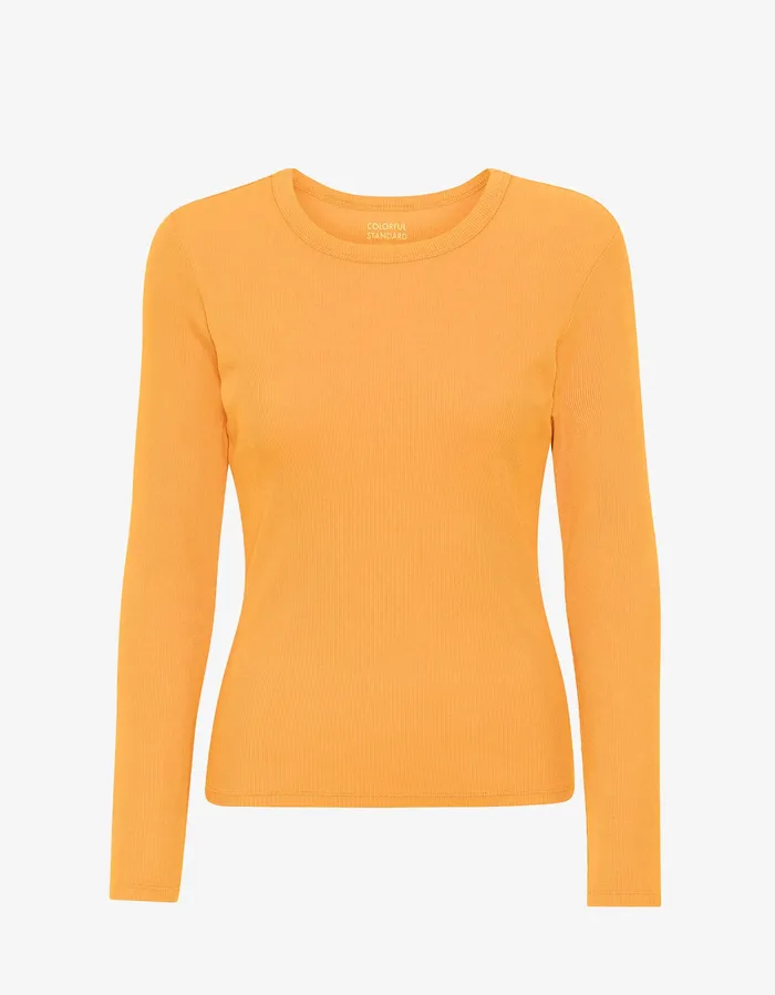 Long Sleeve Tops Women Women Organic Rib LS TShirt 8211 Sandstone Orange Colorfulstandard