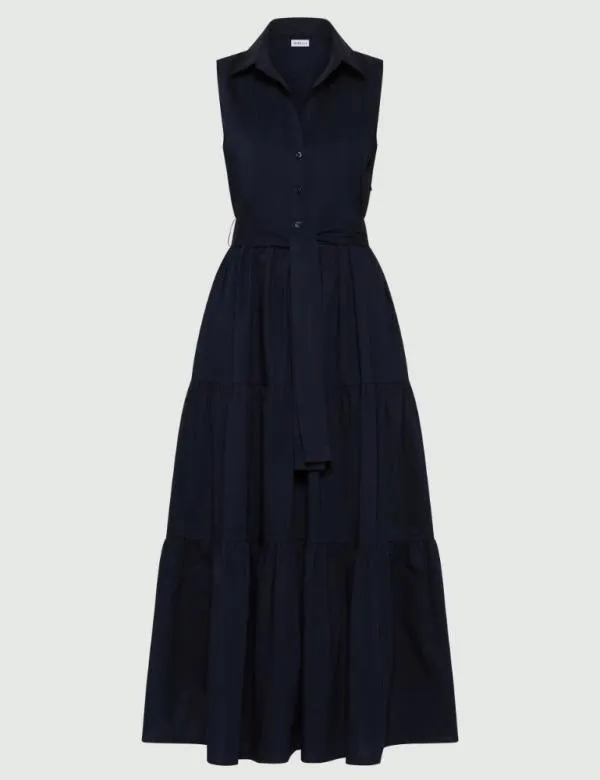 Marella Dresses Women Long Flounce Dress Navy