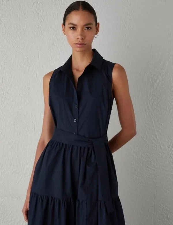 Marella Dresses Women Long Flounce Dress Navy Marella Dresses Women Long Flounce Dress Navy