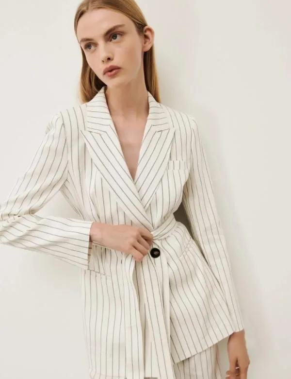 Marella Jackets Women Belted Blazer White