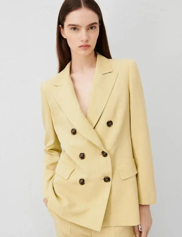 Marella Jackets Women Doublebreasted Blazer Yellow