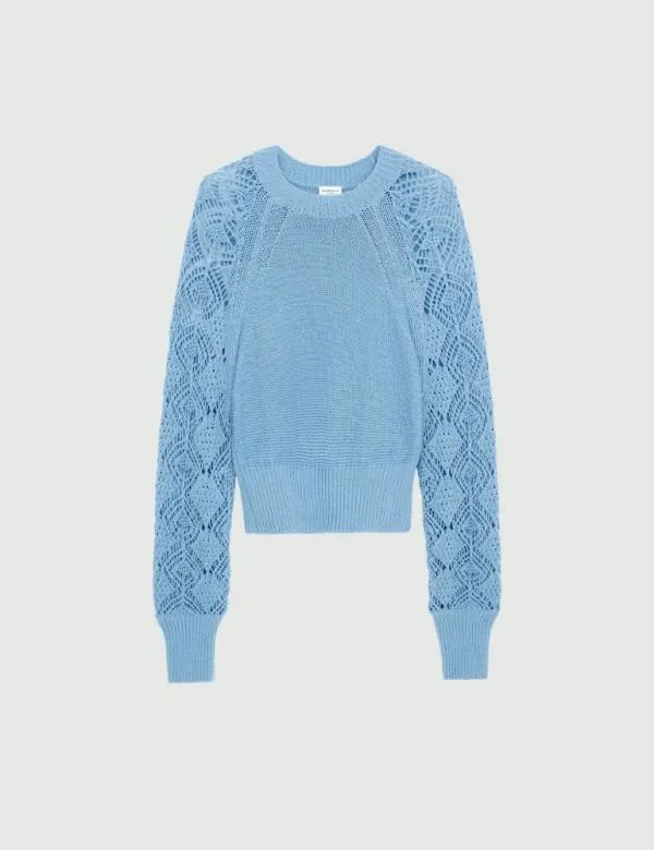 Marella Knitwear Women Cotton Sweater Sky Blue
